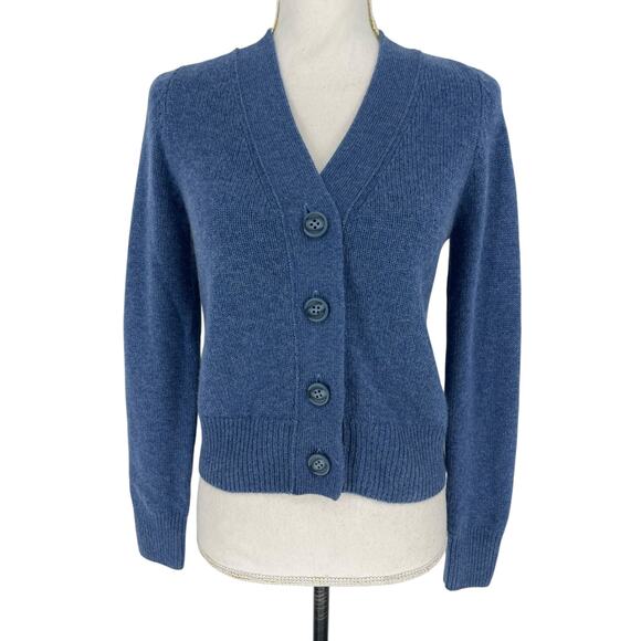 Jill Roberts 100% Cashmere Shrunken V-Neck Cardigan in Blue - Picture 4 of 11